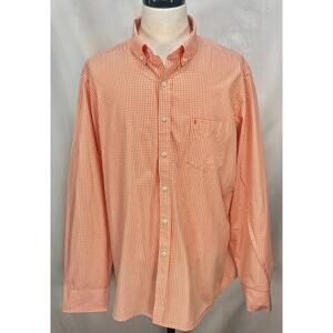 Izod Slim Fit 100% Cotton Oxford Button Up Shirt Orange XL